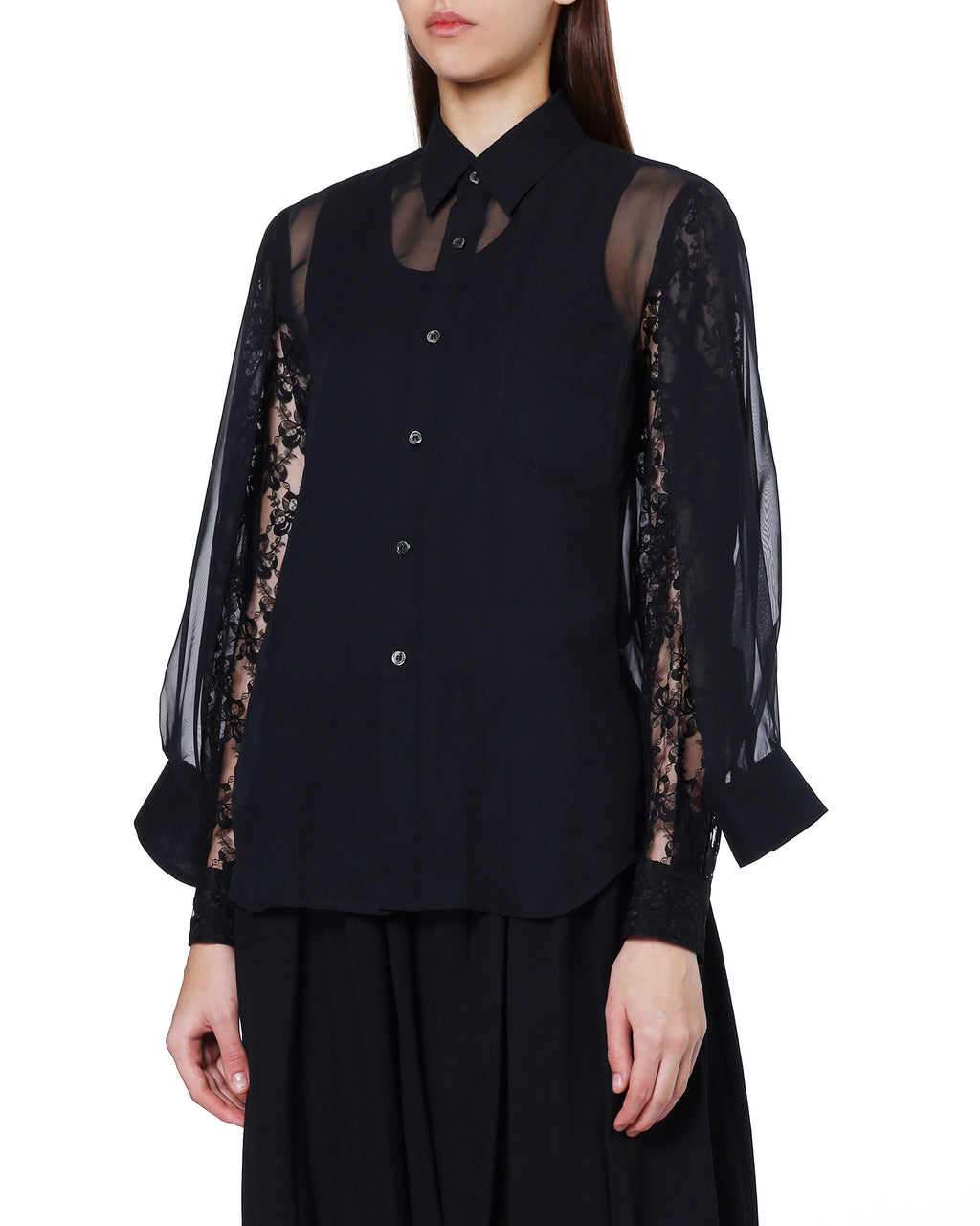 Lace-sleeve shirt