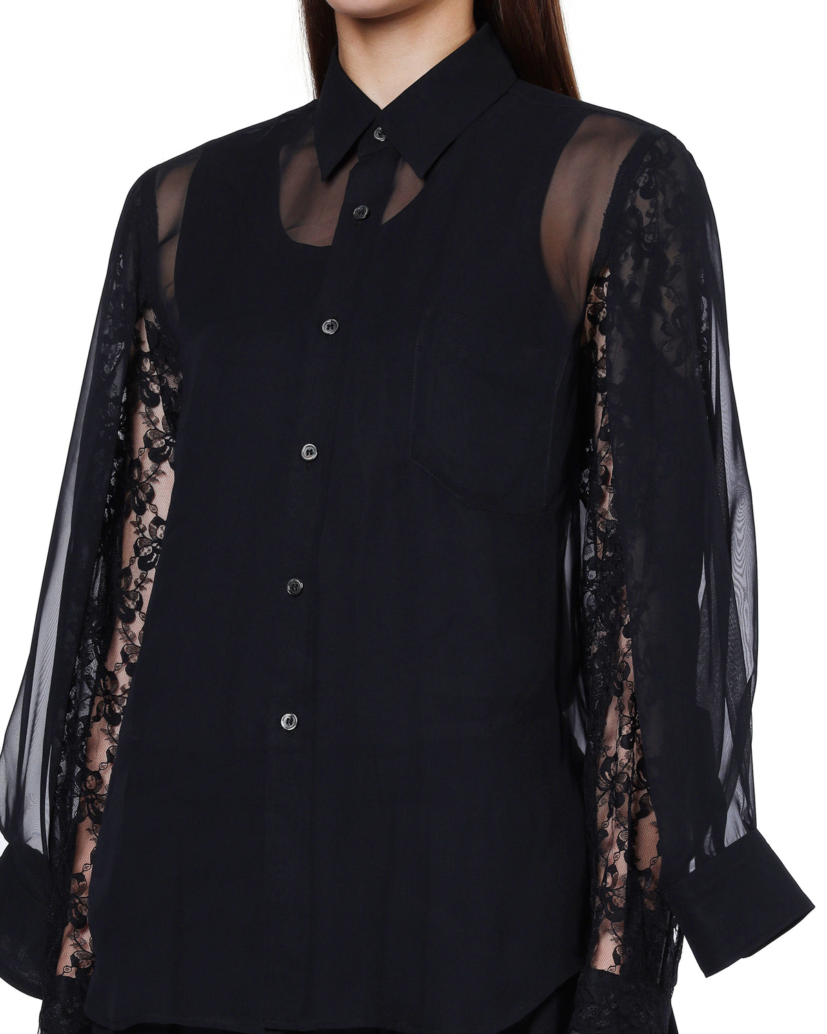 Lace-sleeve shirt