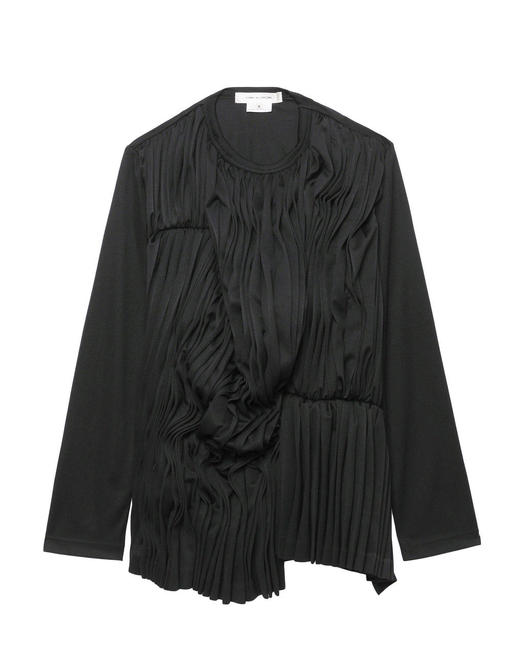 Pleated long-sleeve top