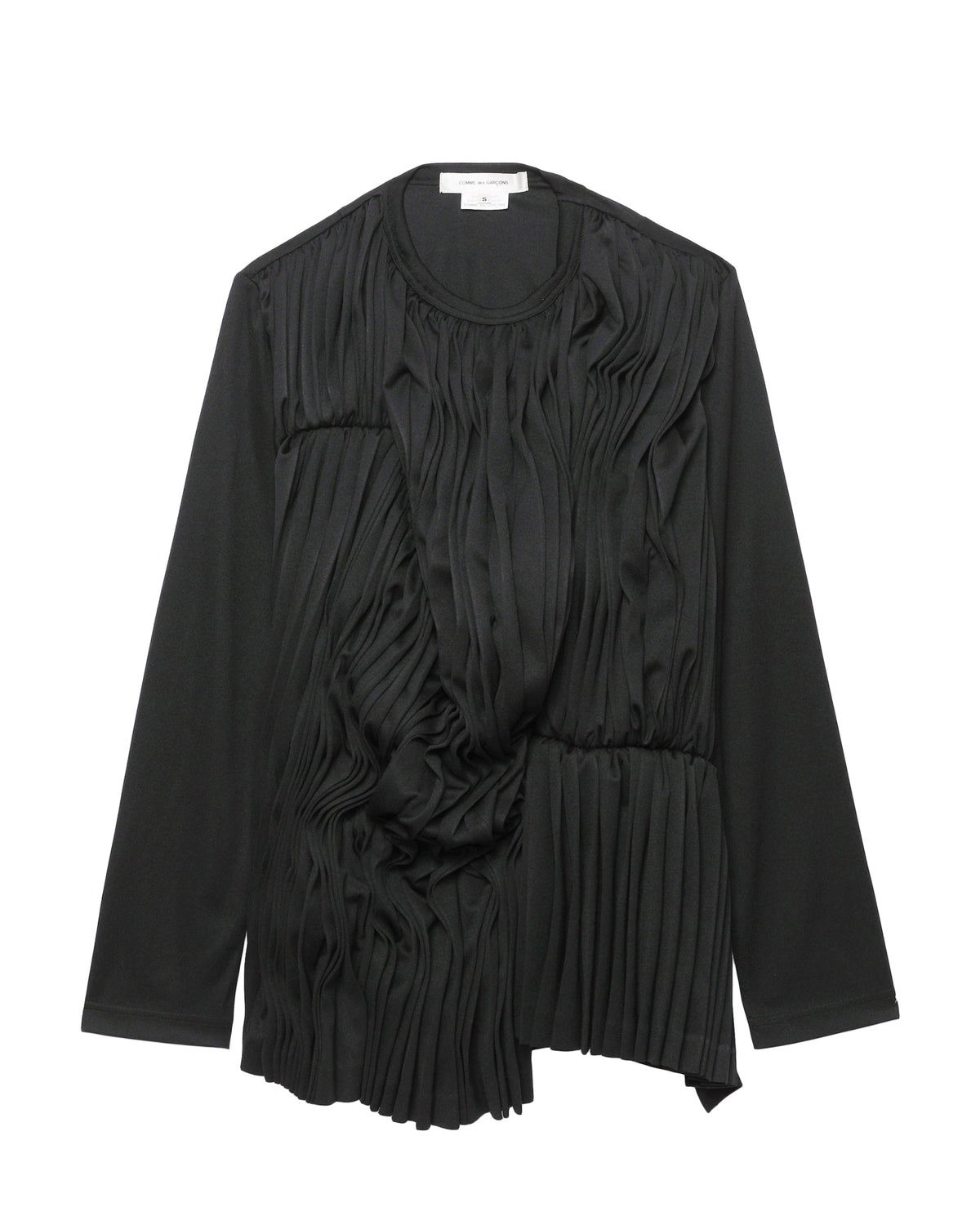 Pleated long-sleeve top