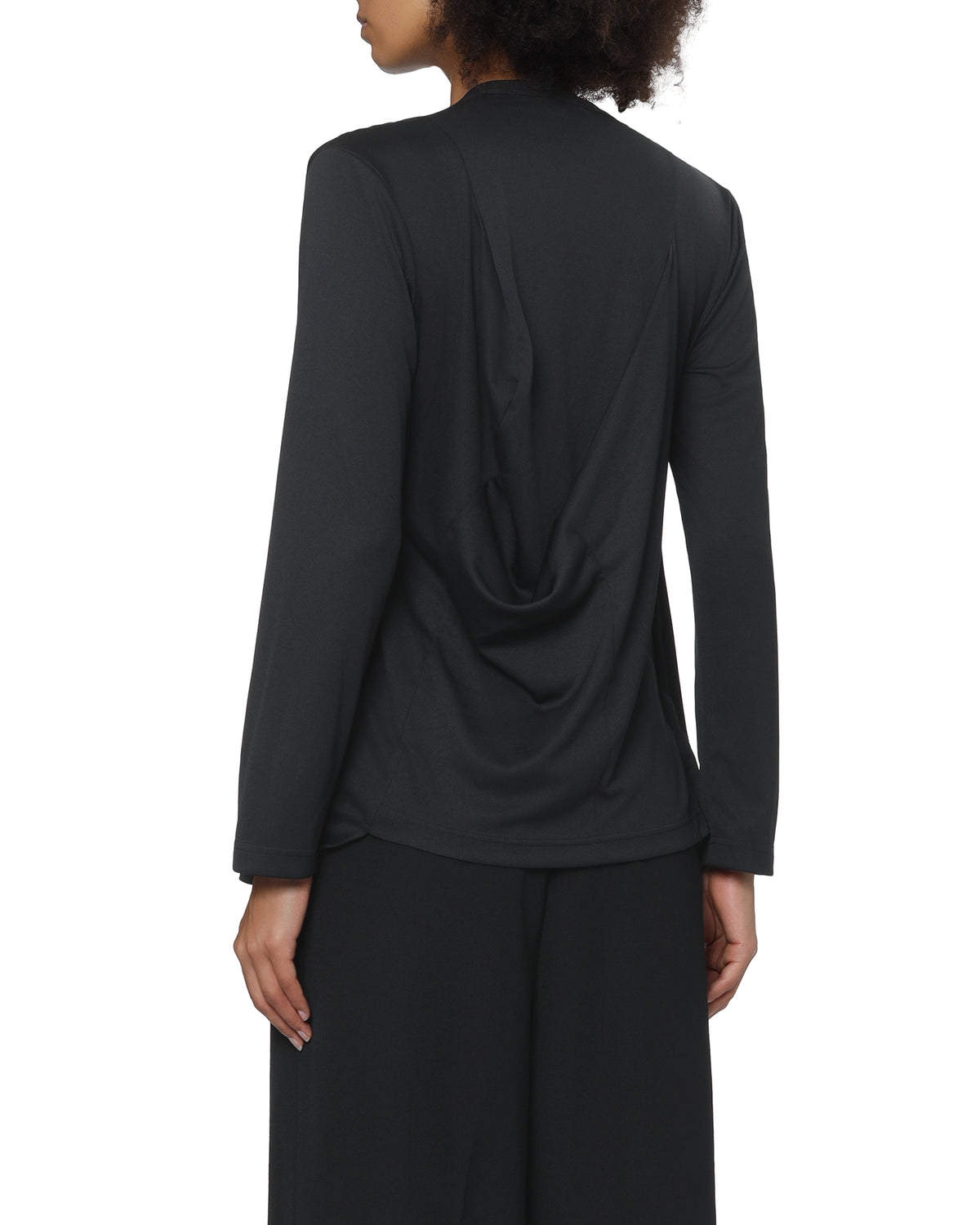 Pleated long-sleeve top