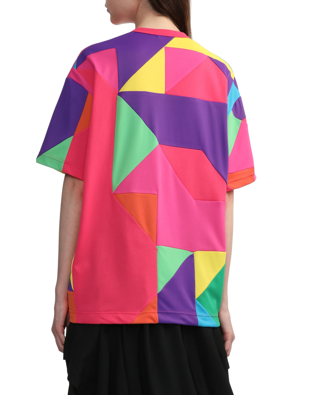 Multicoloured geometric patterns tee