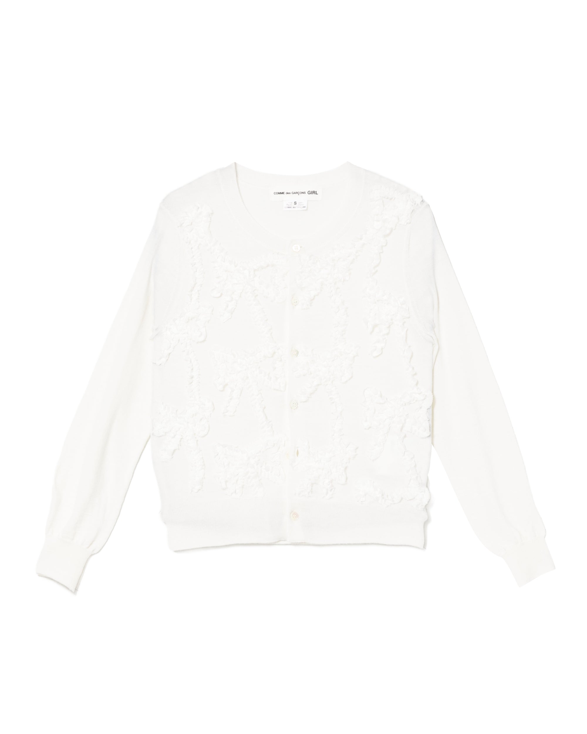 Ruffle embellished cardigan