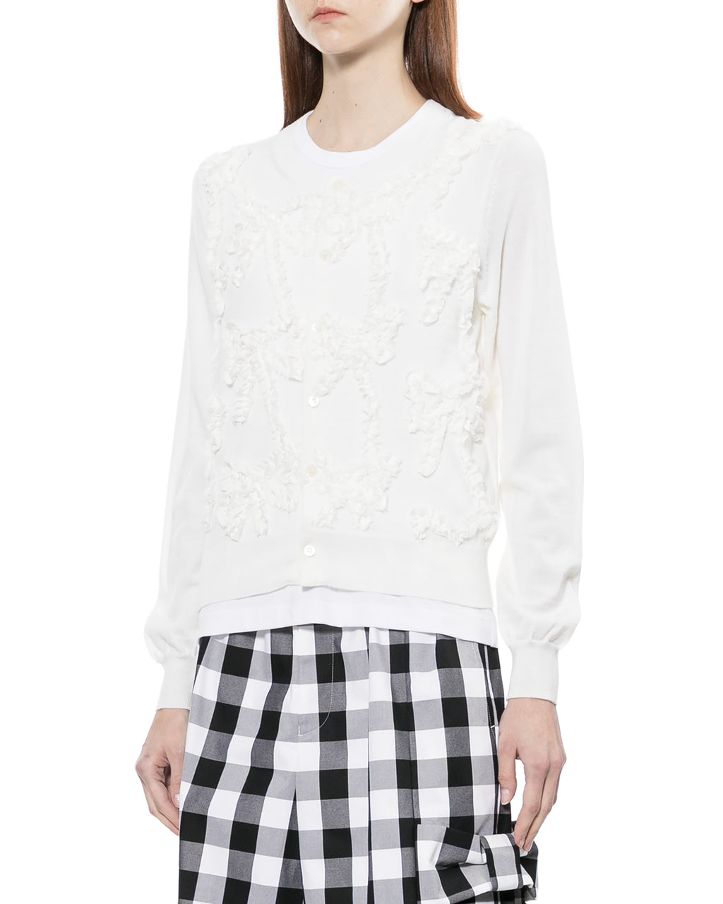 Ruffle embellished cardigan