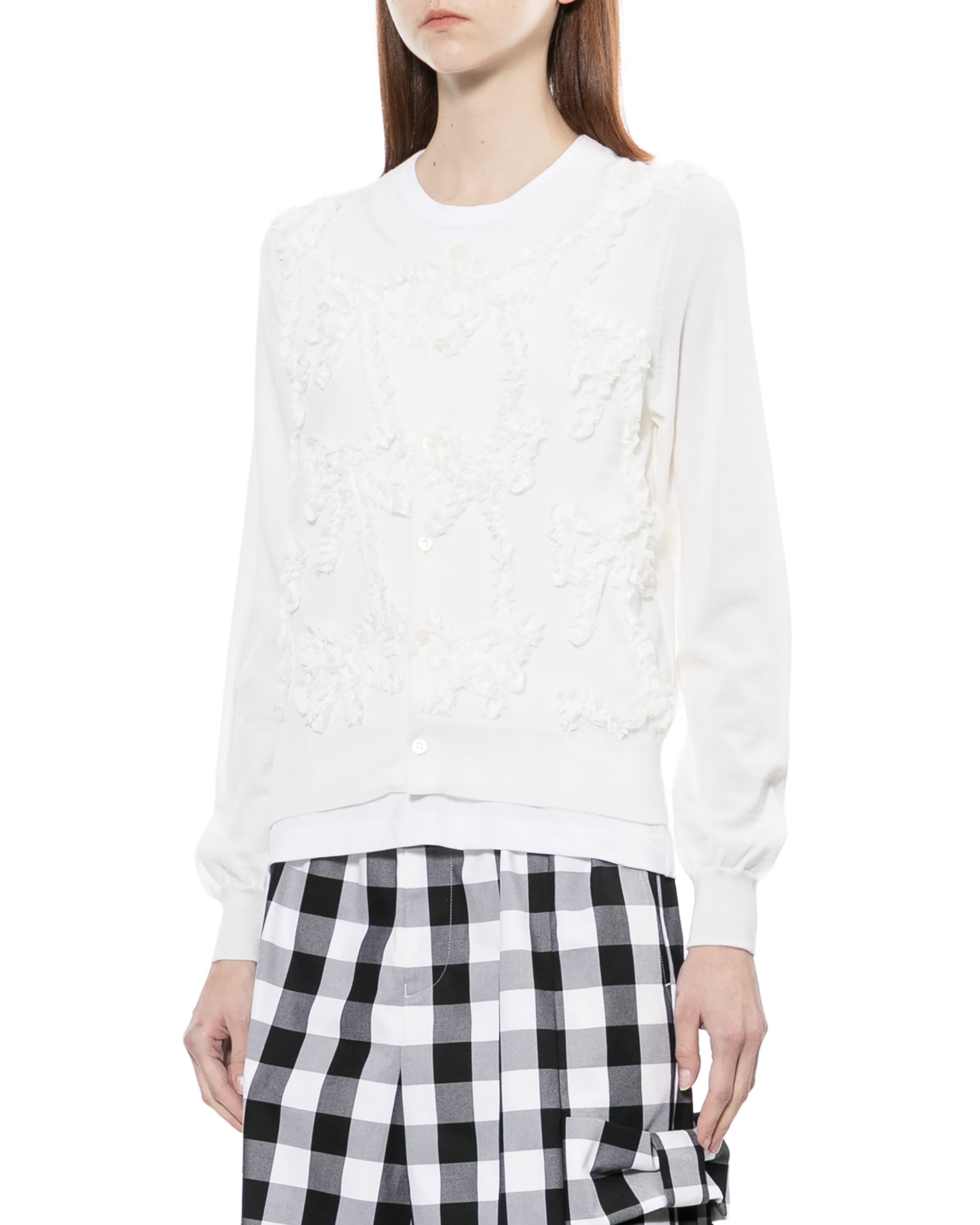Ruffle embellished cardigan