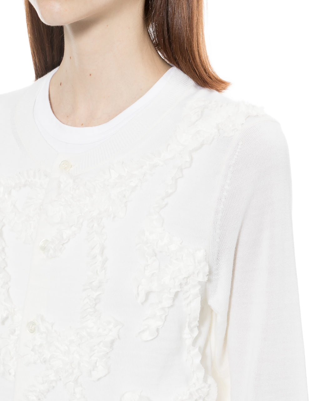 Ruffle embellished cardigan