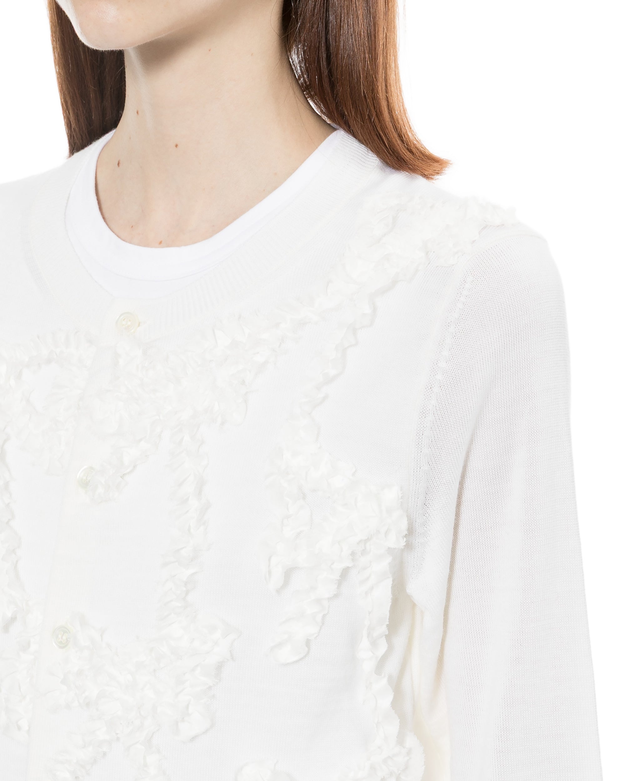 Ruffle embellished cardigan