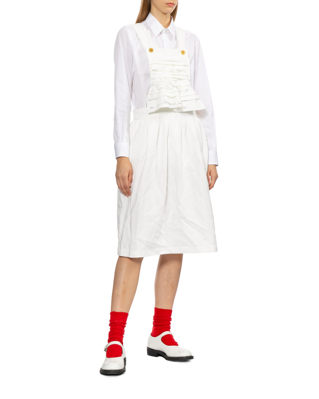 Ruffled overalls dress