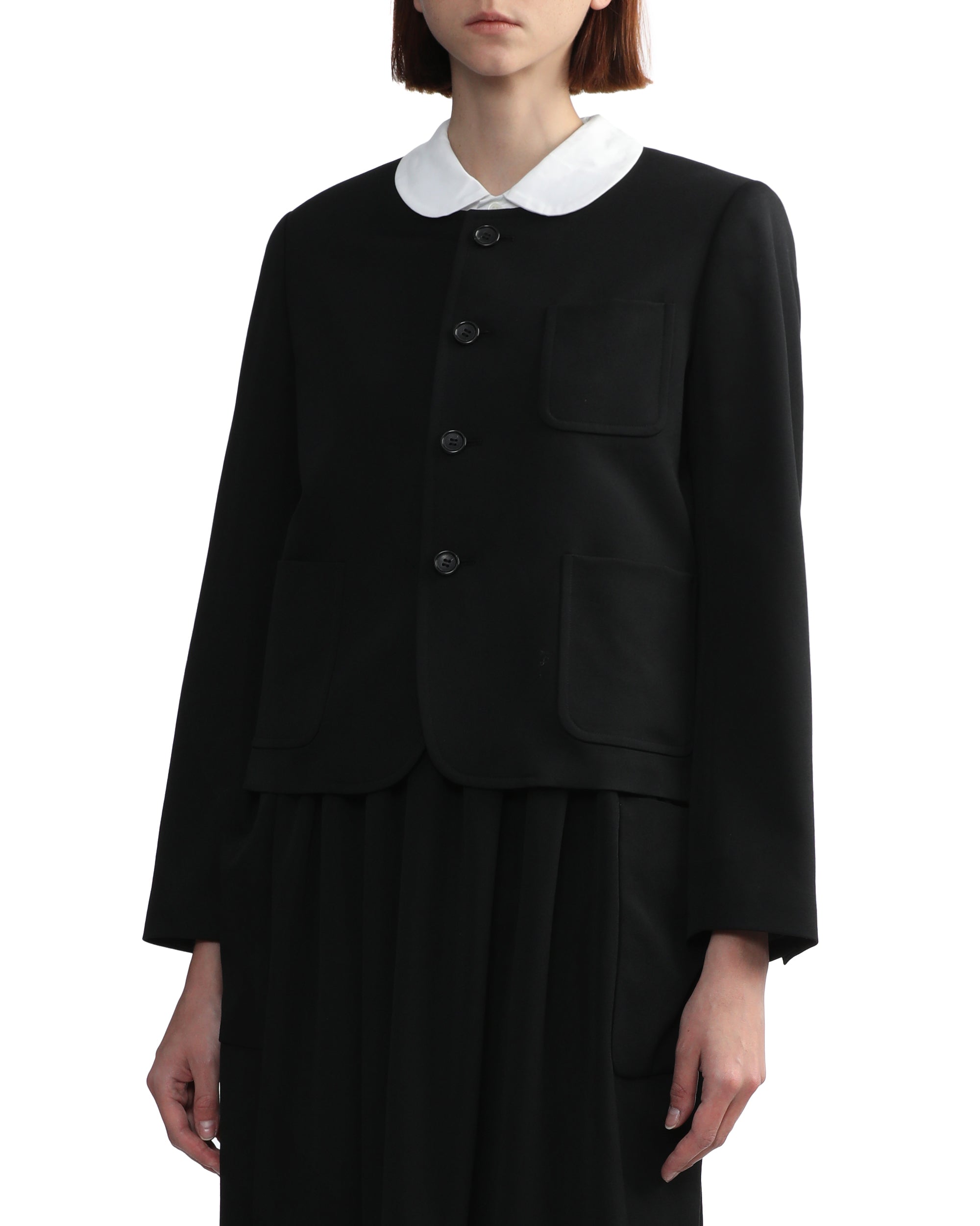 Collarless jacket