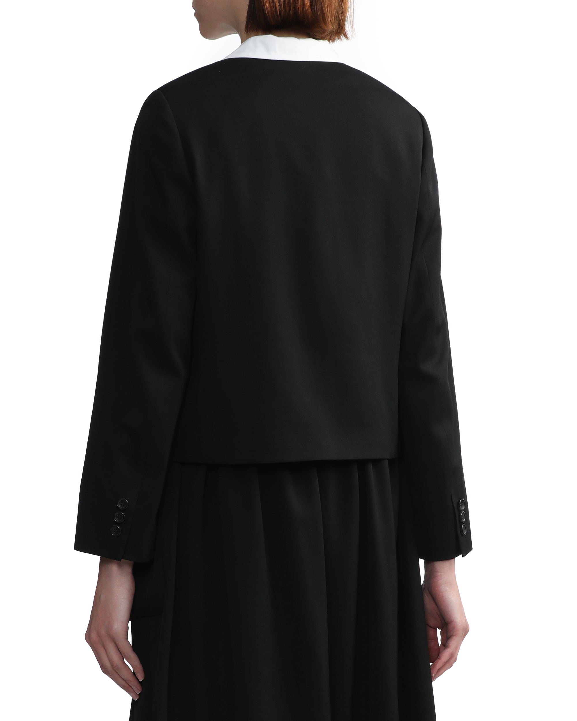 Collarless jacket