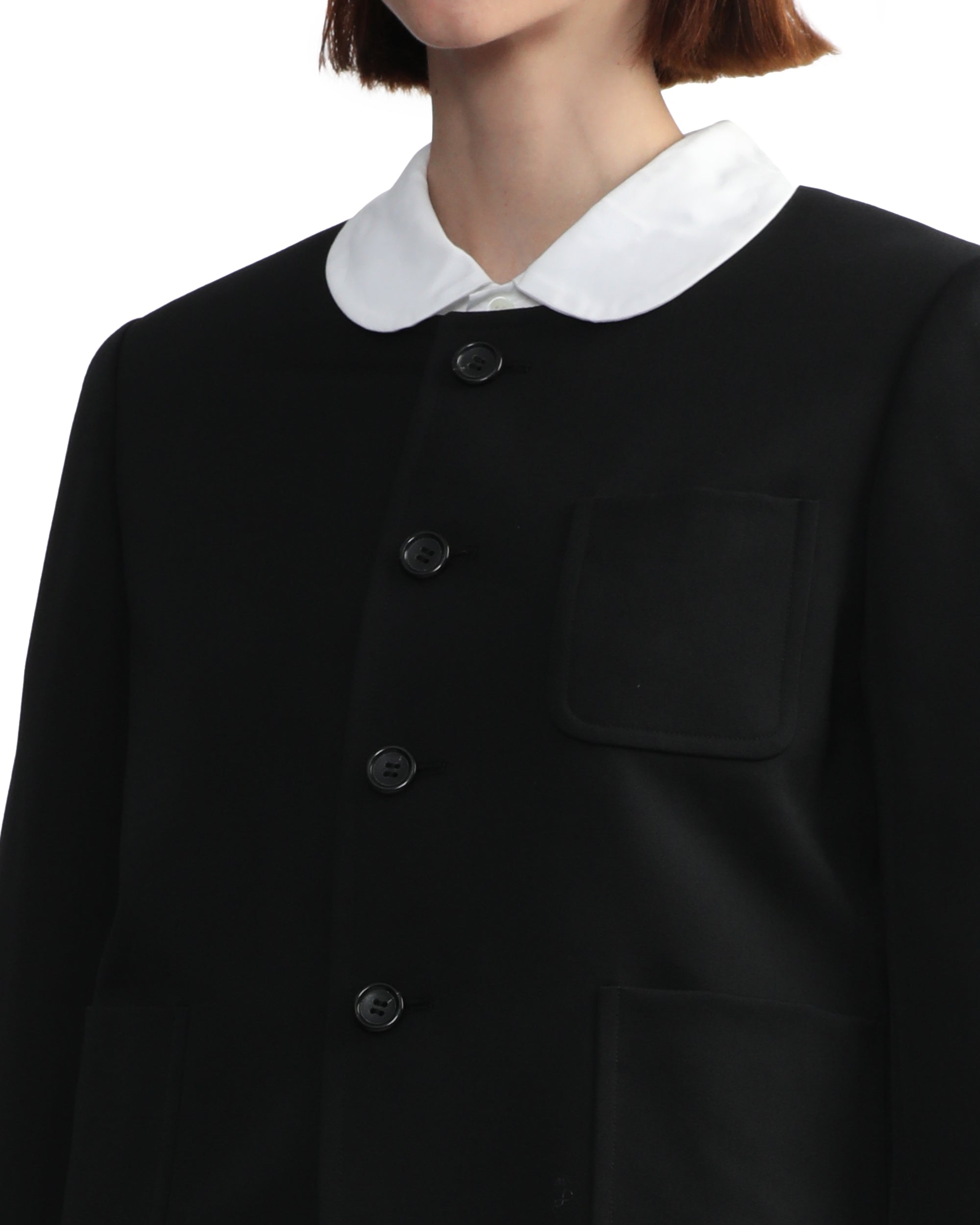 Collarless jacket