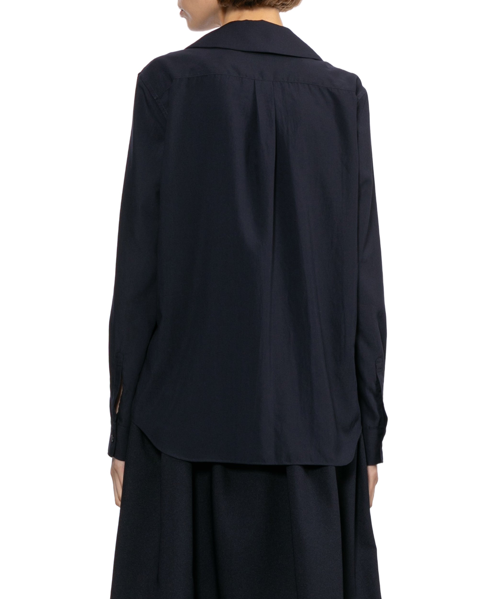 Floral-trim long sleeve shirt
