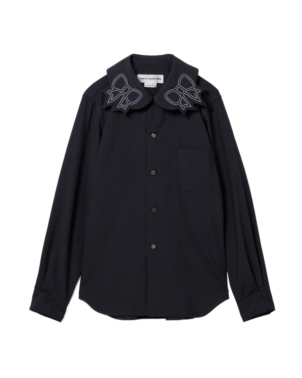 Bow-trim long sleeve shirt