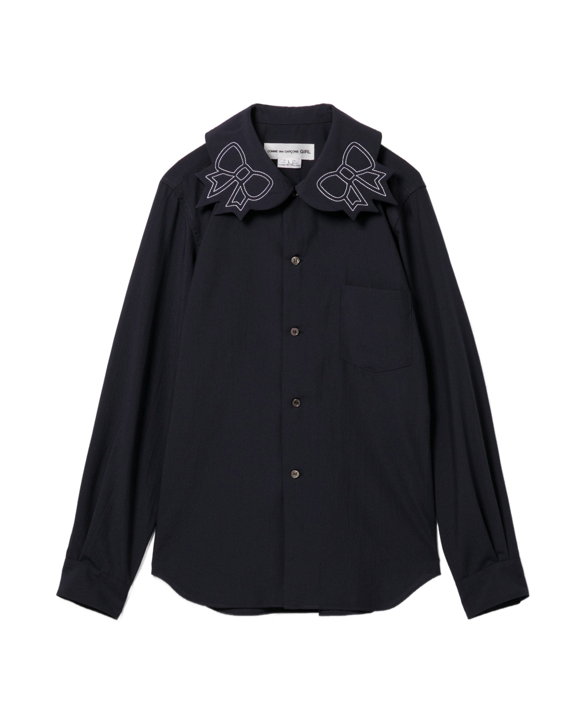 Bow-trim long sleeve shirt