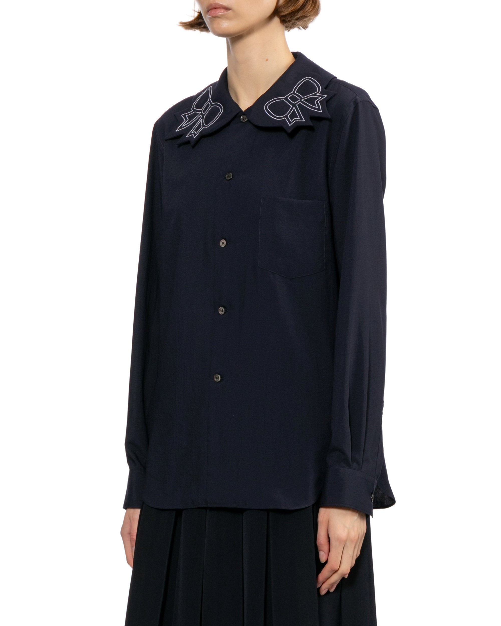 Bow-trim long sleeve shirt