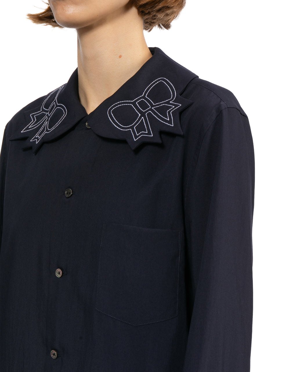 Bow-trim long sleeve shirt