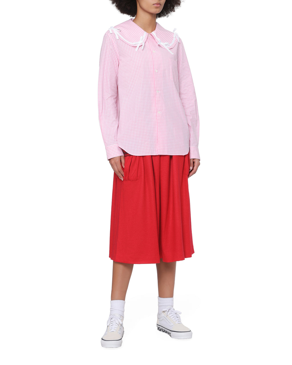 Bow collar long sleeve blouse