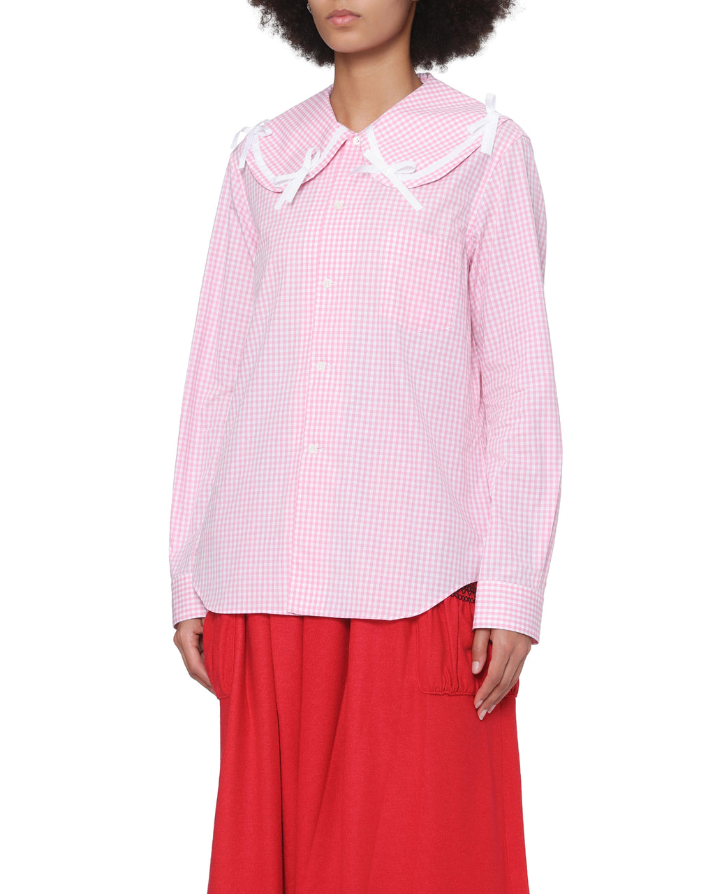 Bow collar long sleeve blouse