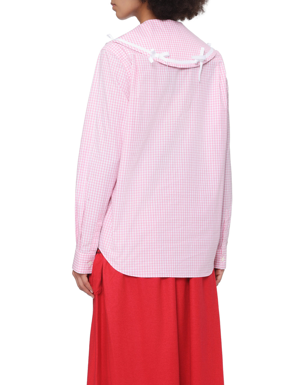 Bow collar long sleeve blouse
