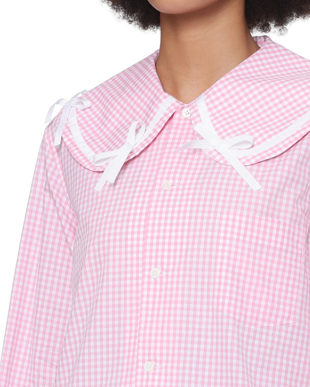 Bow collar long sleeve blouse