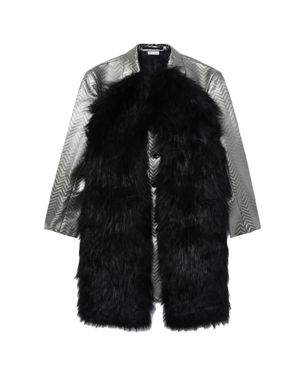Fur patchwork herringbone blazer