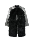 Fur patchwork herringbone blazer