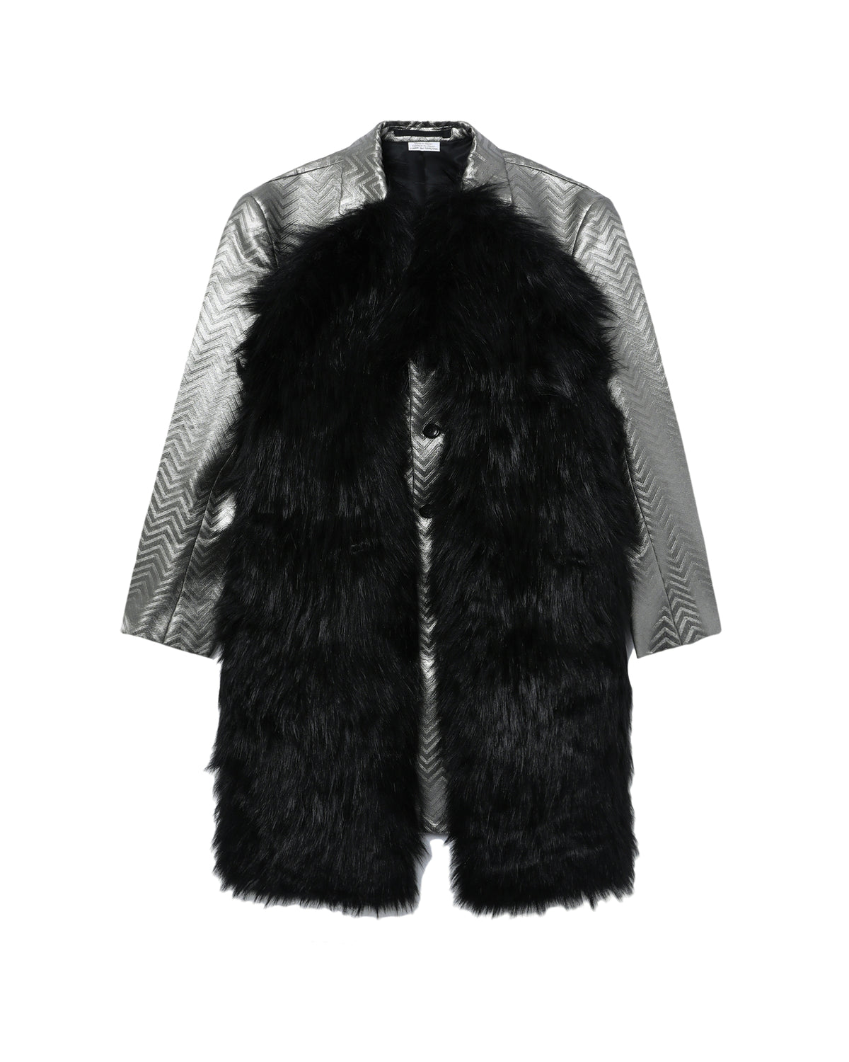 Fur patchwork herringbone blazer