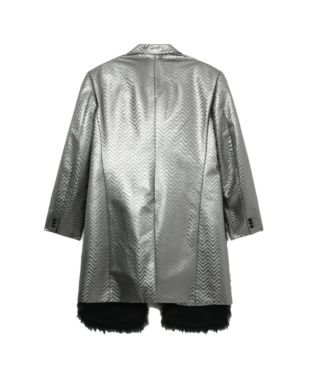 Fur patchwork herringbone blazer