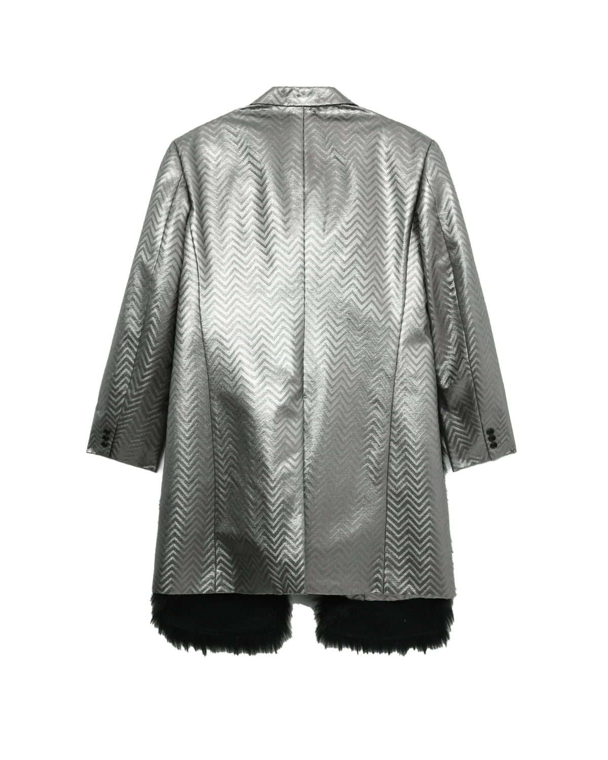 Fur patchwork herringbone blazer