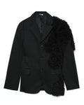 Faux fur patchwork check blazer