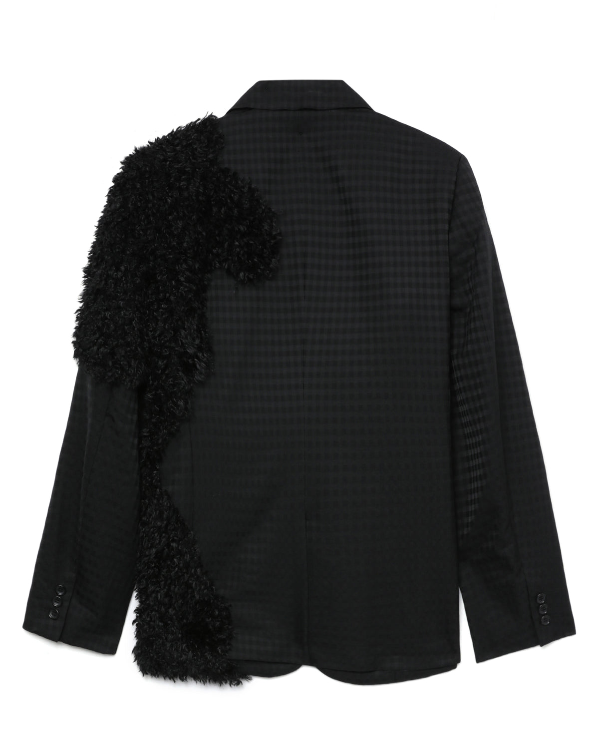 Faux fur patchwork check blazer