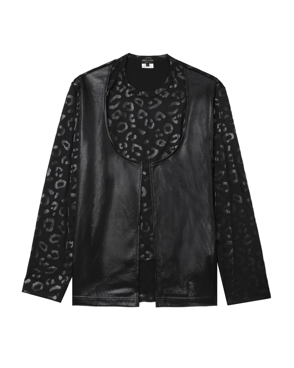 Faux leather layered tee