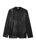 Faux leather layered tee