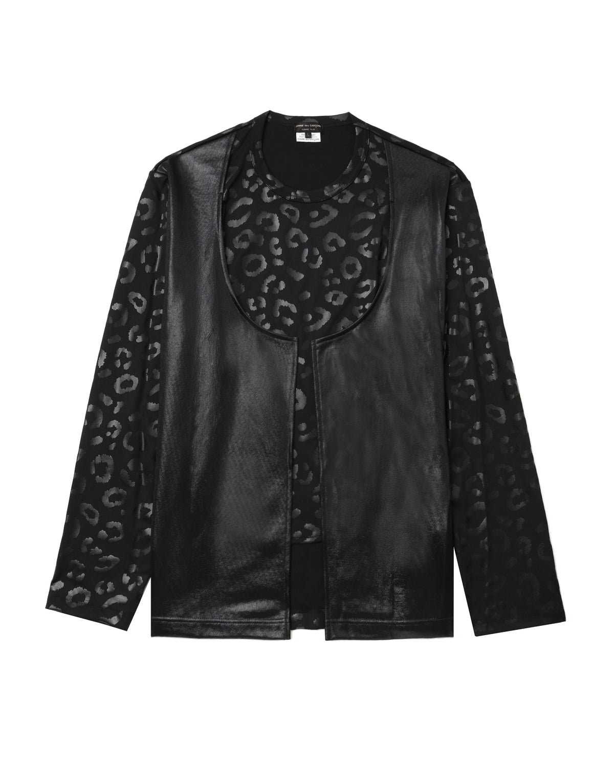 Faux leather layered tee