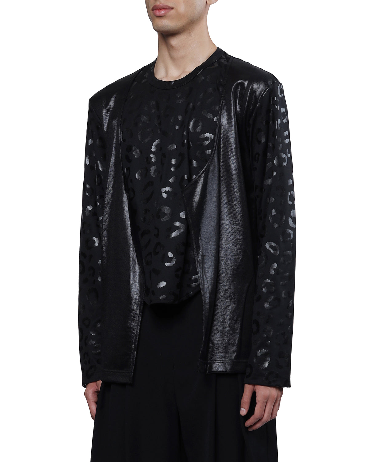 Faux leather layered tee