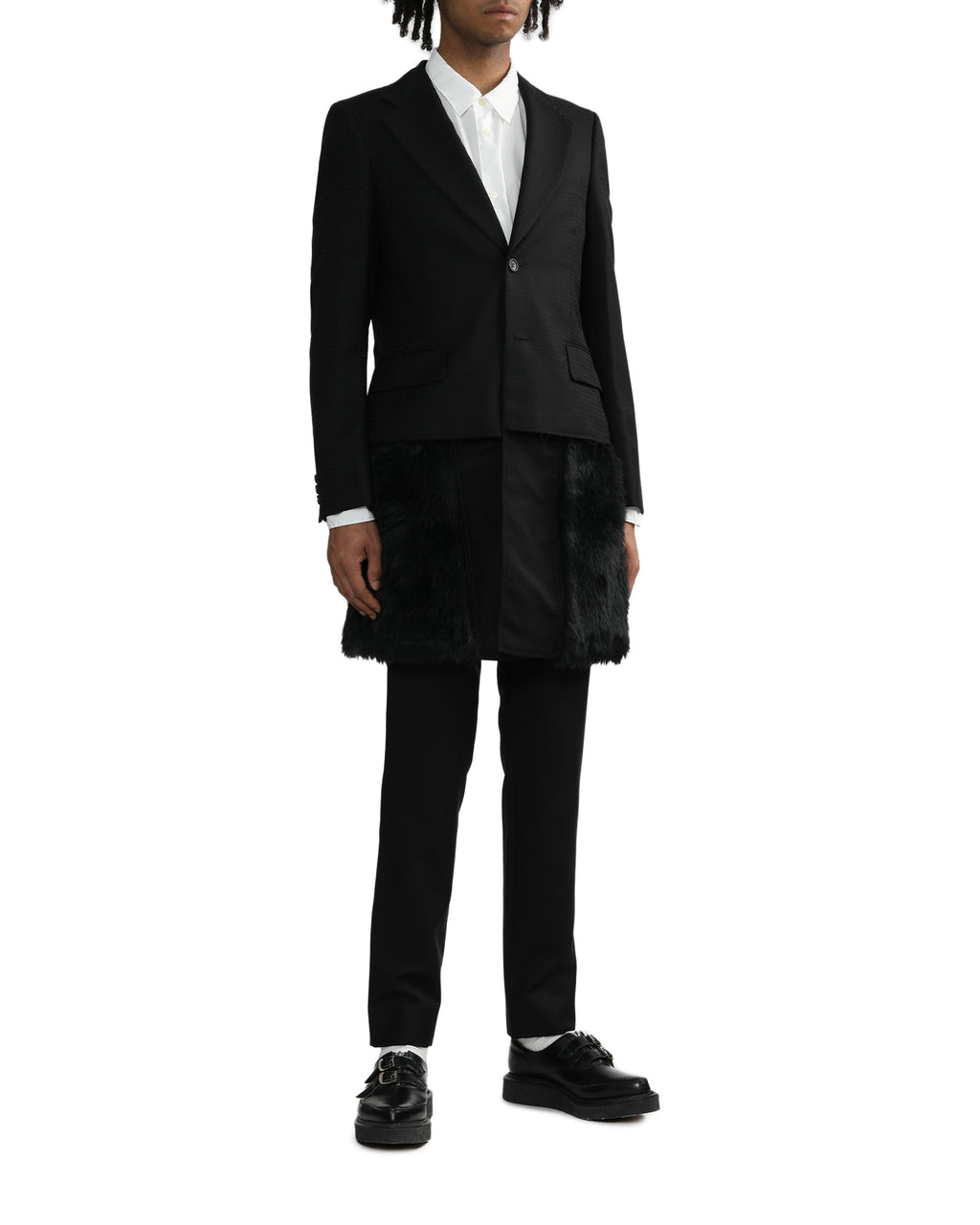Fur hem long hem blazer