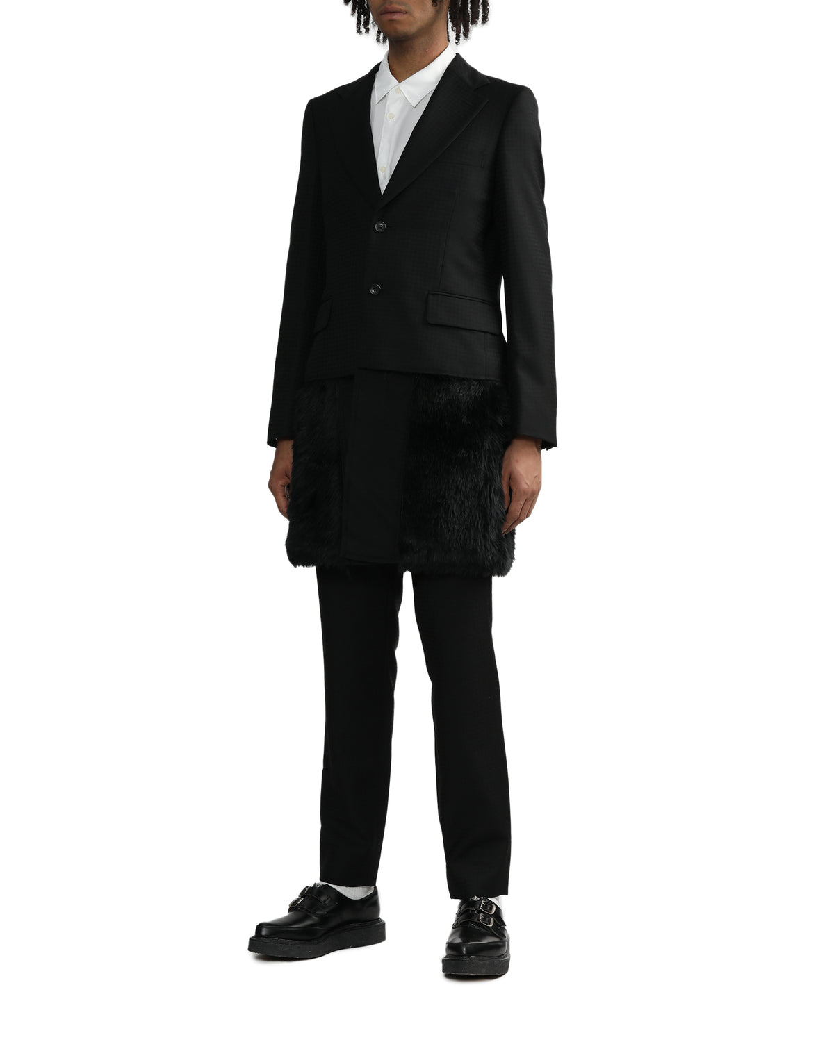 Fur hem long hem blazer