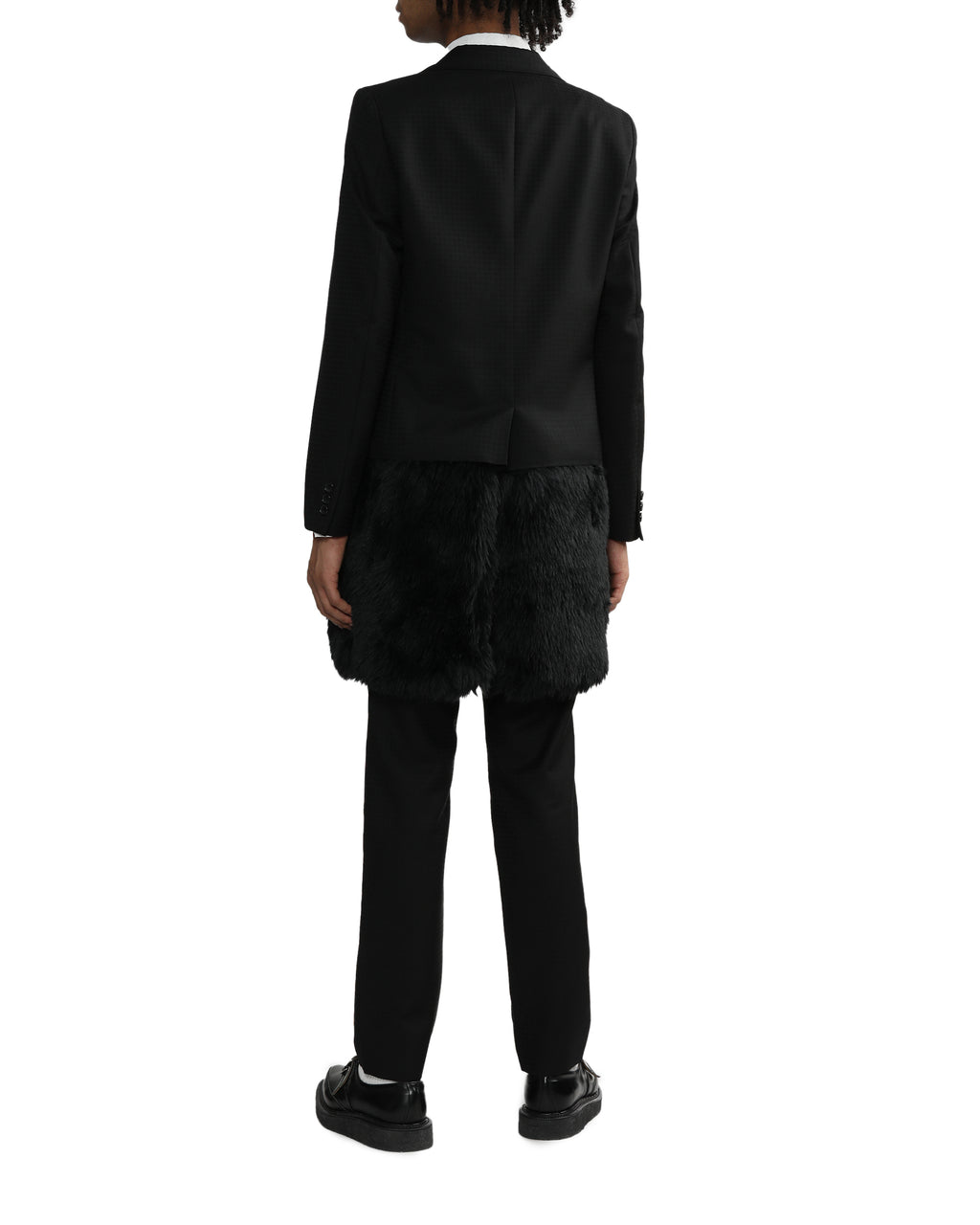 Fur hem long hem blazer