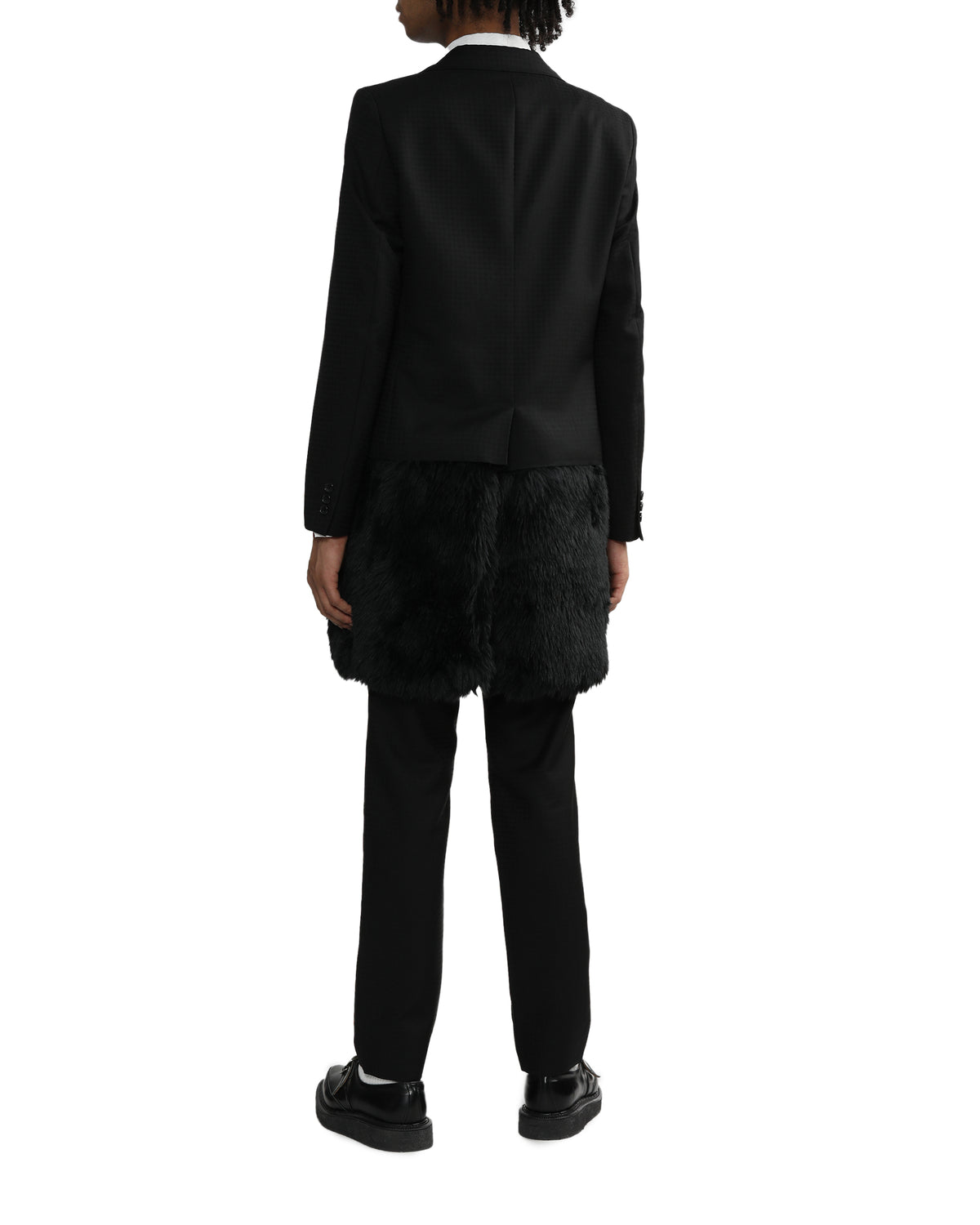 Fur hem long hem blazer