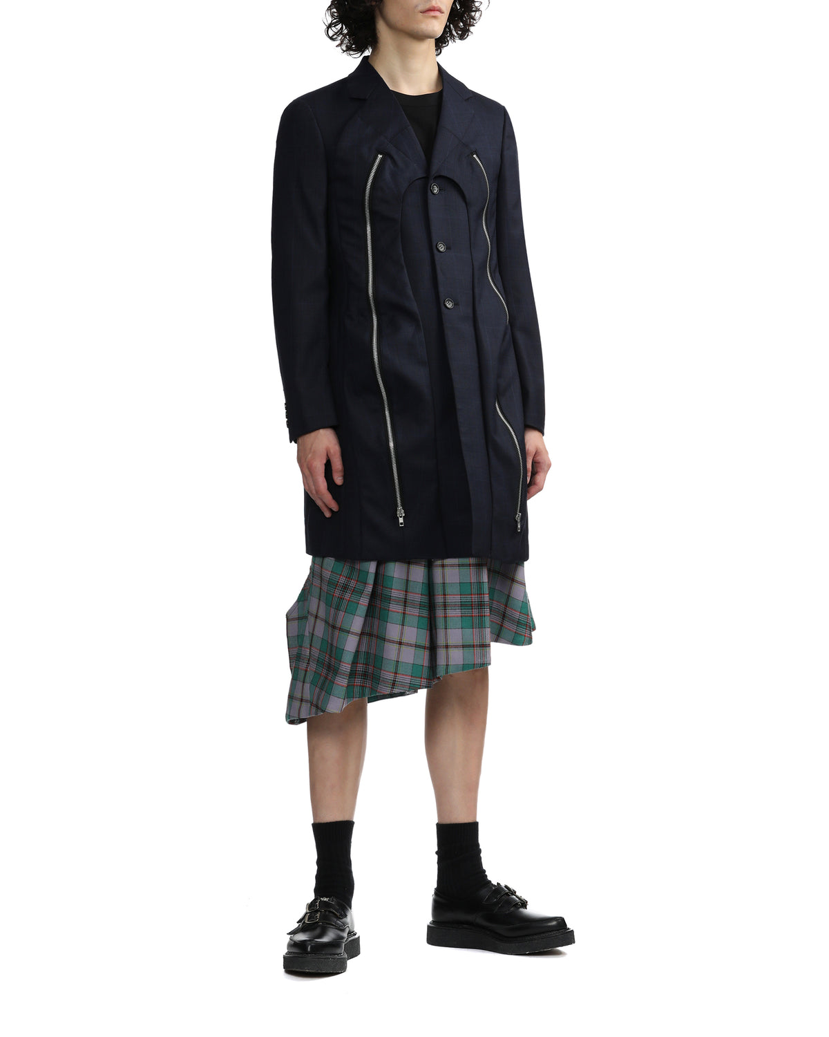 Long blazer with zipper embellishment