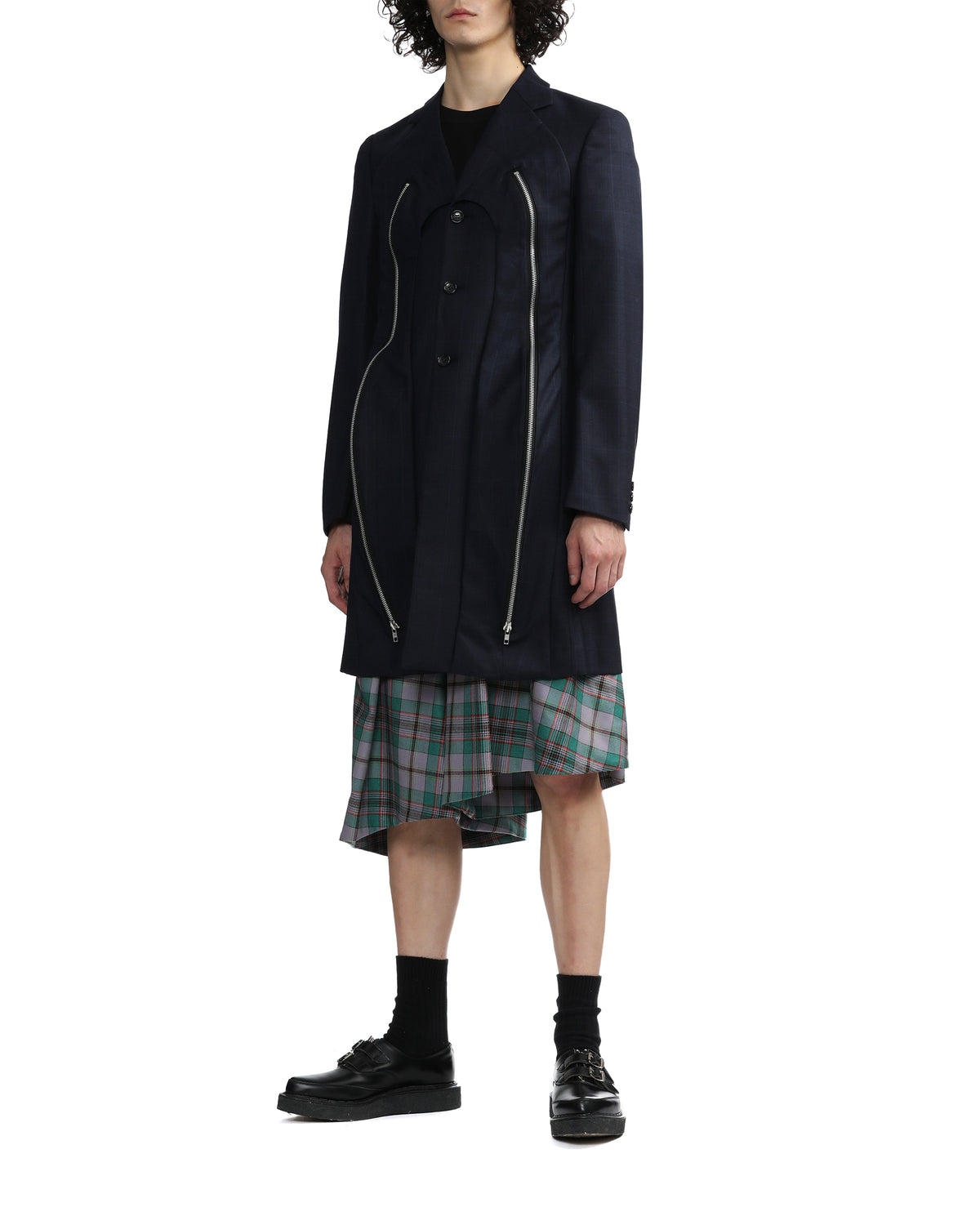 Long blazer with zipper embellishment