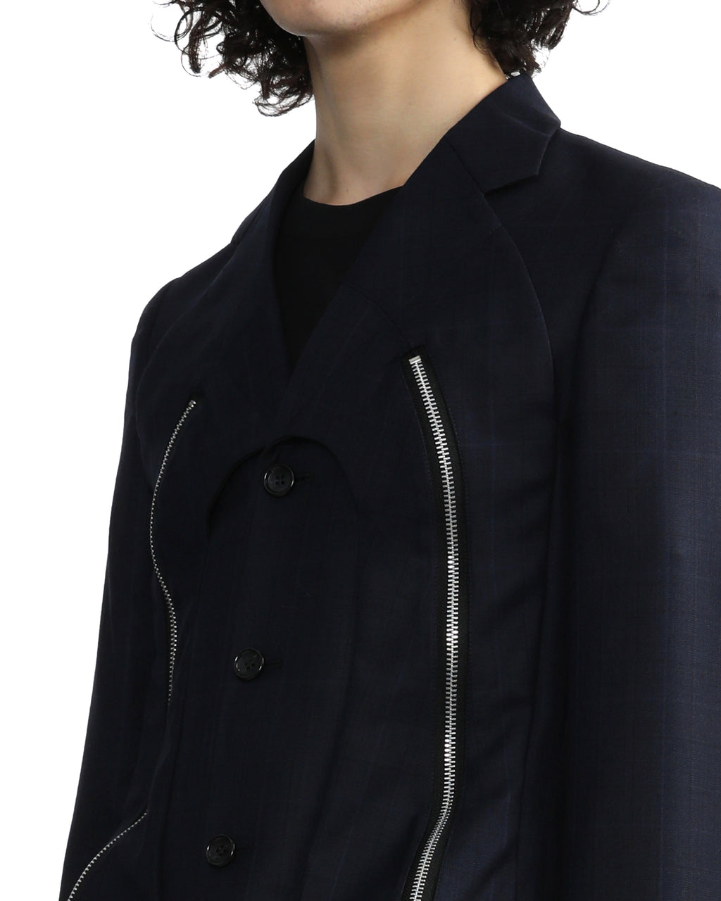 Long blazer with zipper embellishment