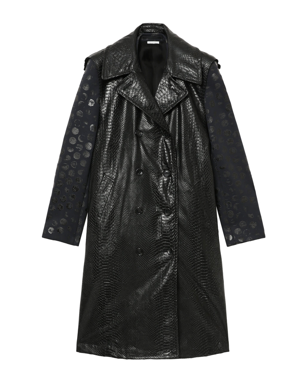 Croc effect faux leather coat