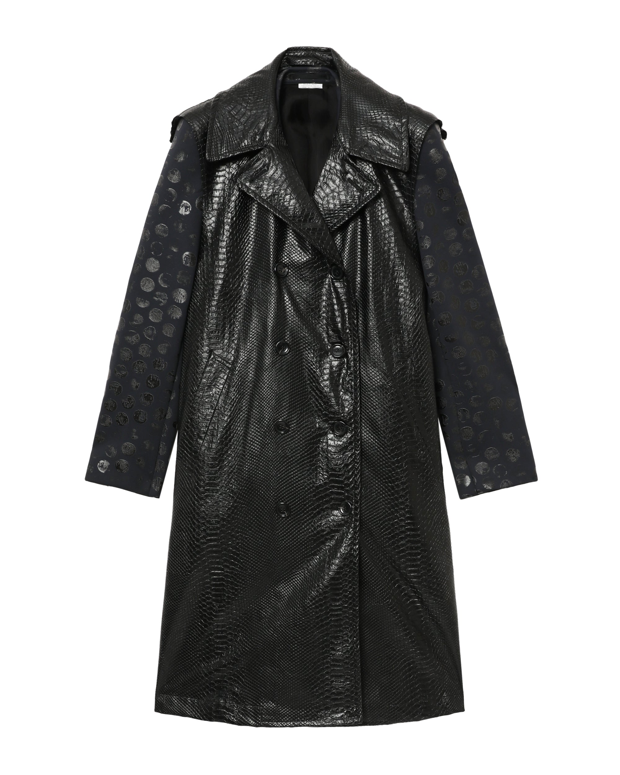 Croc effect faux leather coat