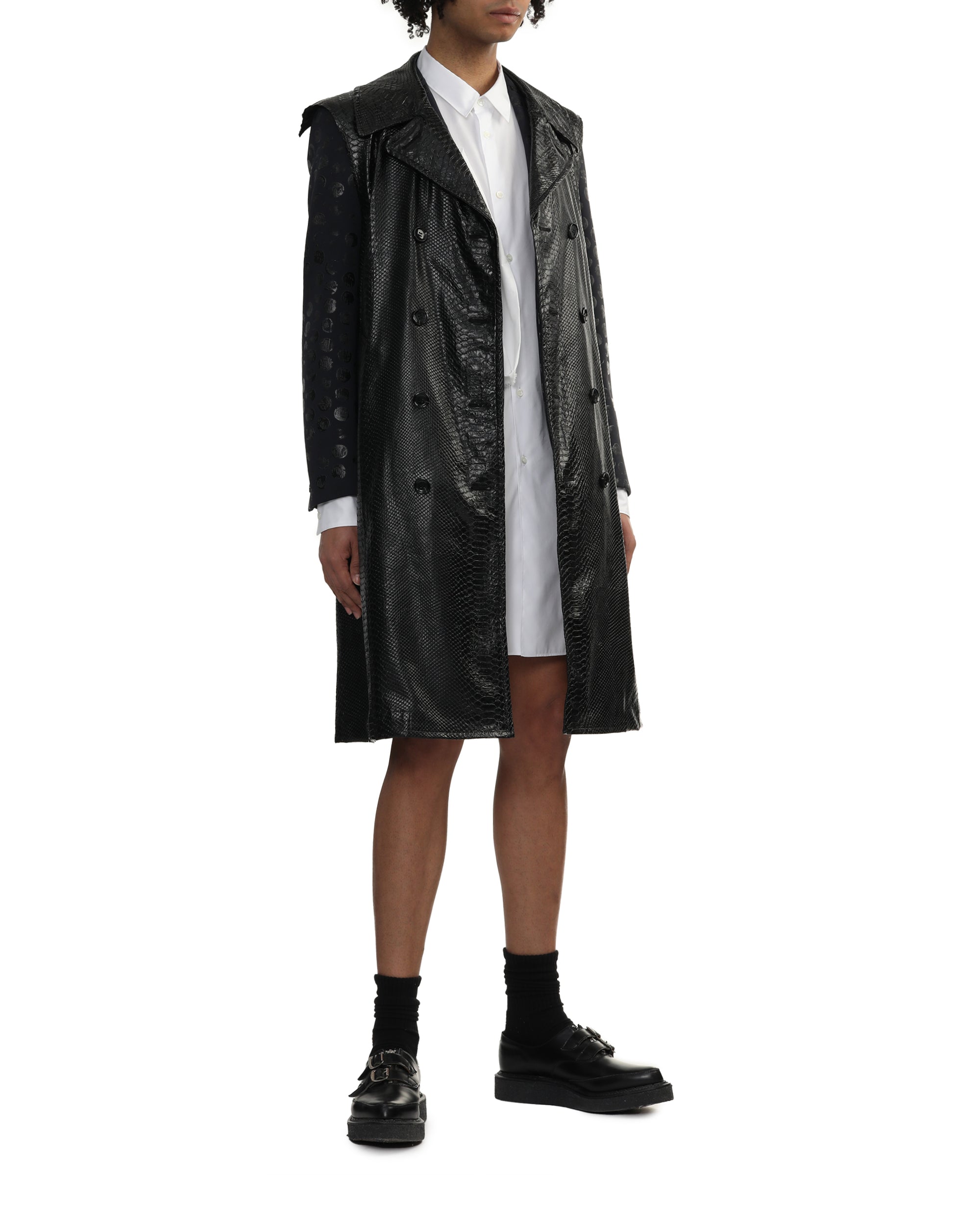 Croc effect faux leather coat