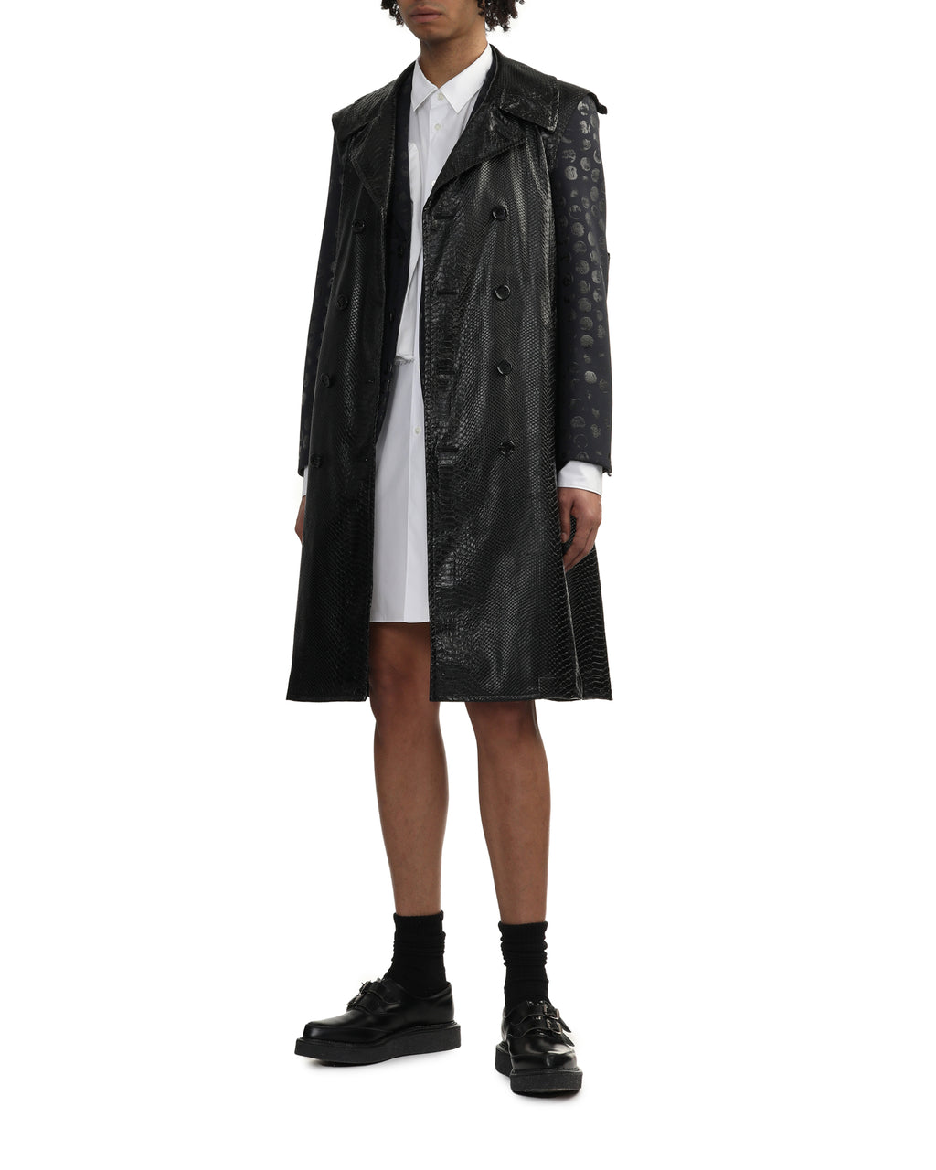 Croc effect faux leather coat