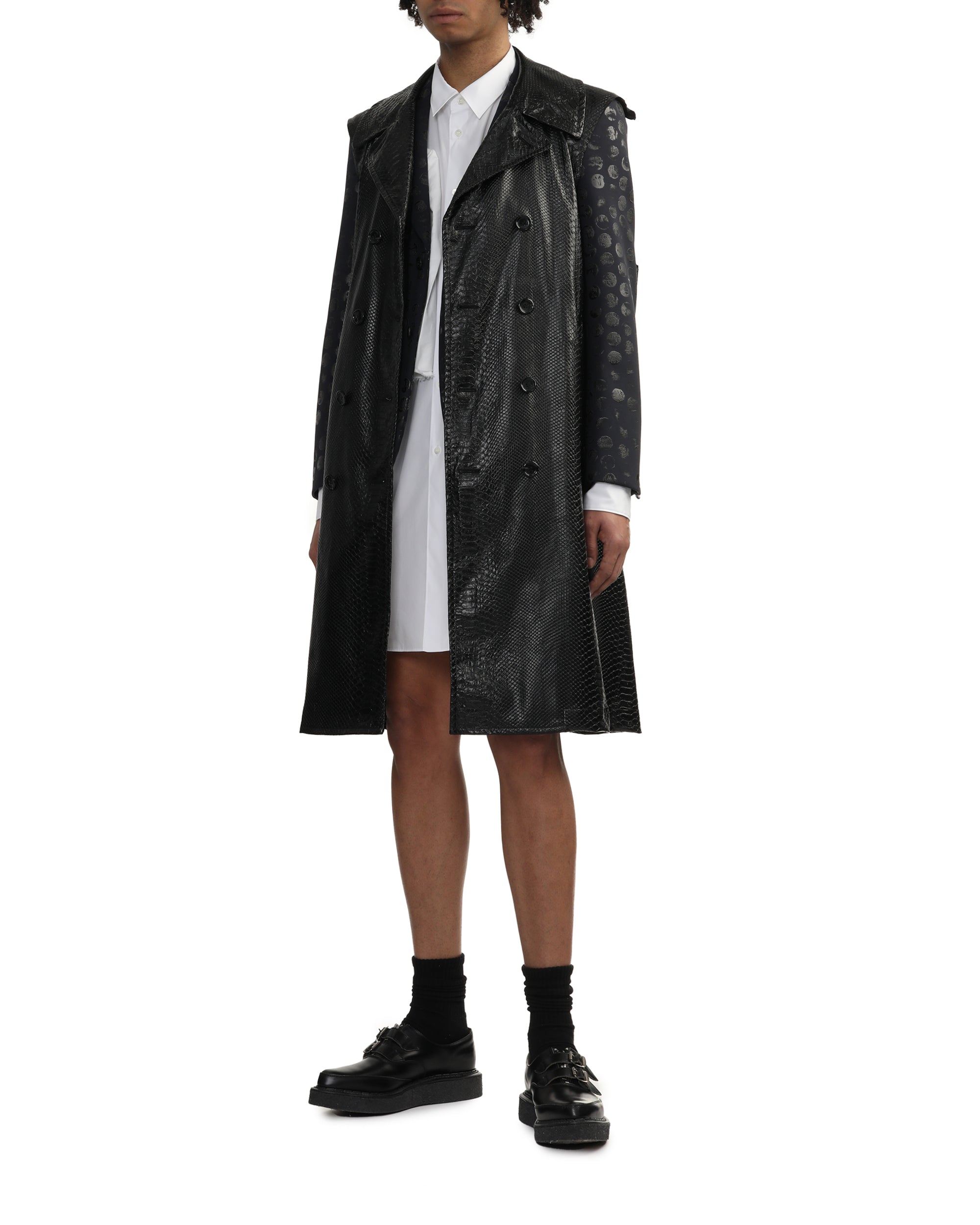 Croc effect faux leather coat