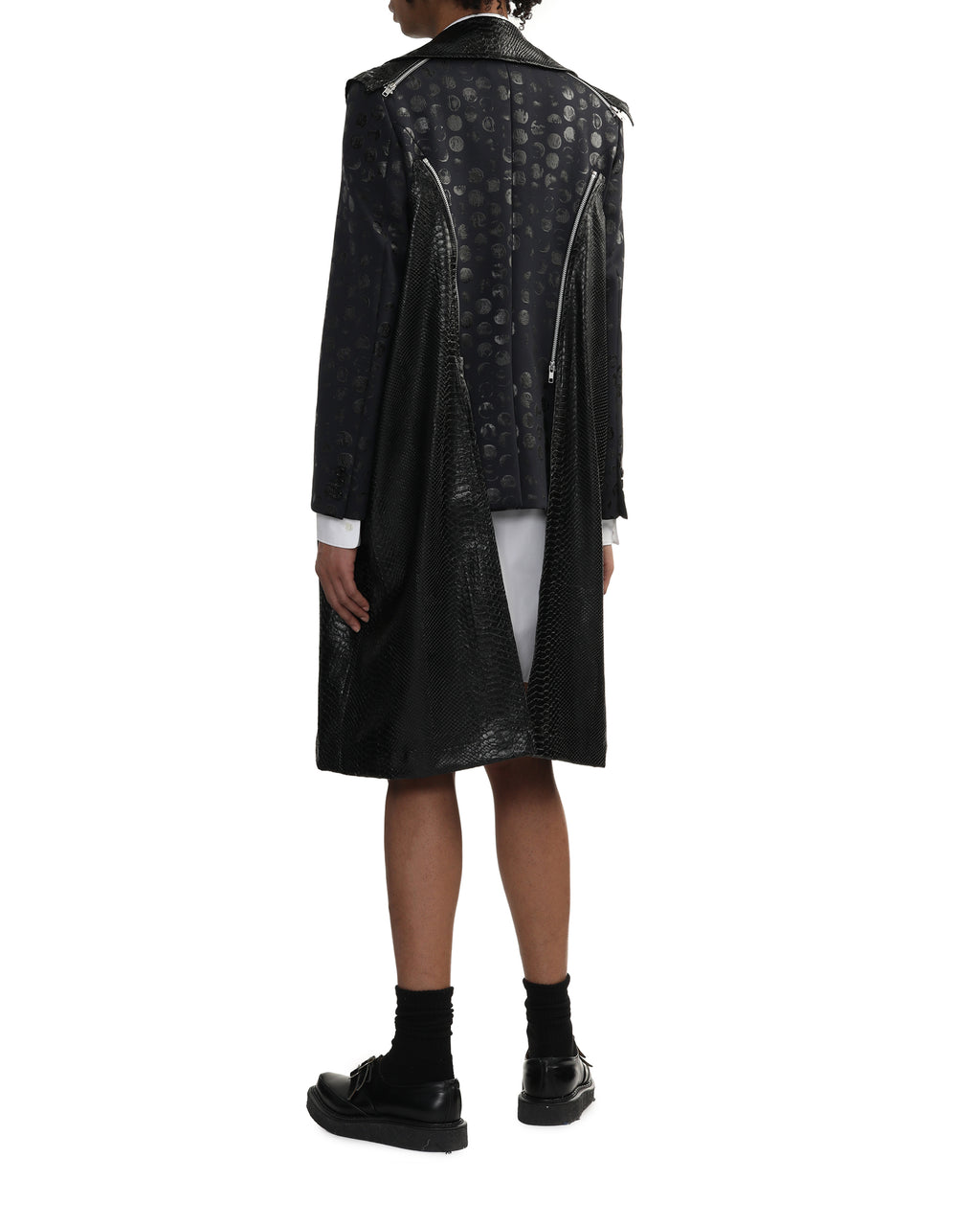 Croc effect faux leather coat