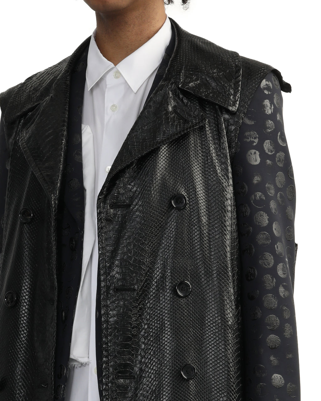 Croc effect faux leather coat