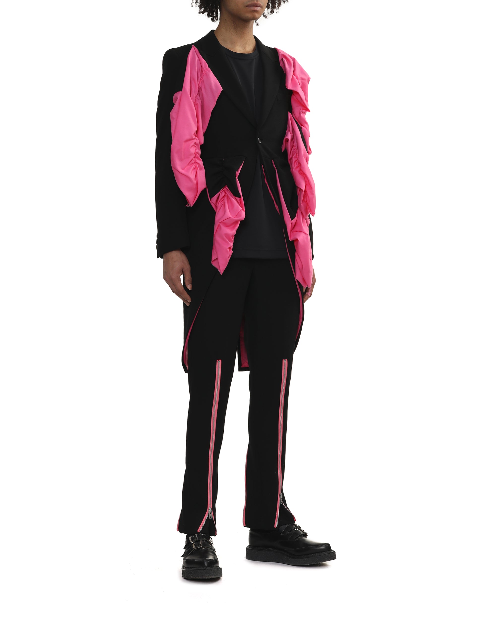 Ruffle single breasted coat